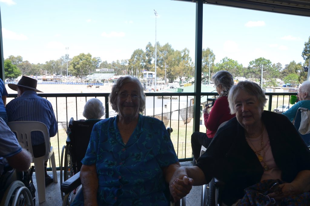 Akooramak residents Roma Monaghan and Barbara Woods both have relatives competing in the Warwick campdrafting. Photo Ben Wilmott / Warwick Daily News